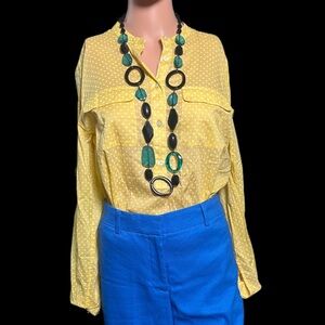 Ann Taylor Yellow Long Sleeve Buttoned Blouse